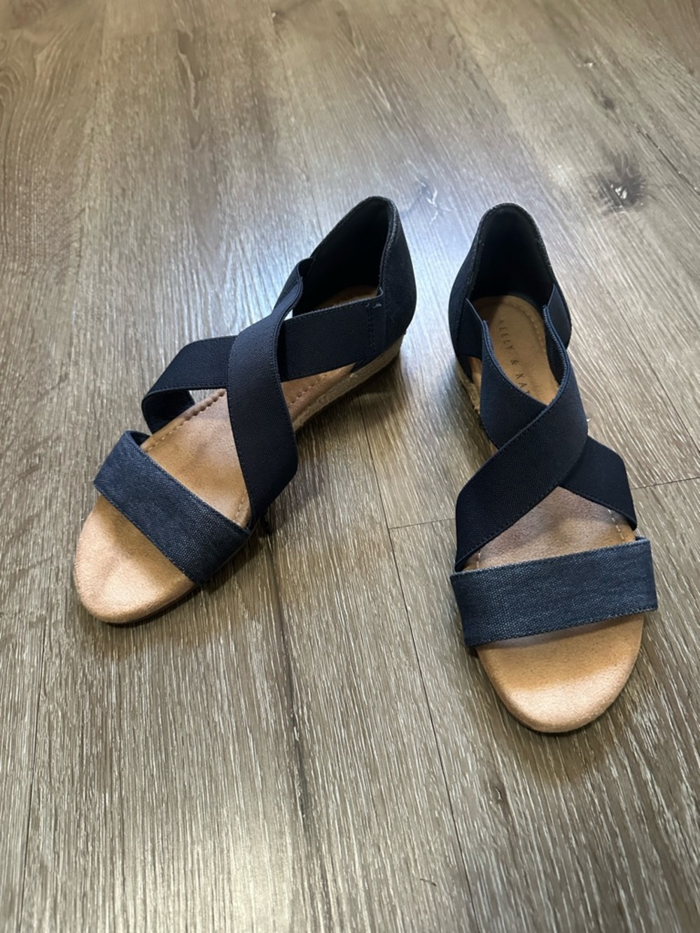 Kelly & Katie Navy Crisscross Elastic Wedge Sandal